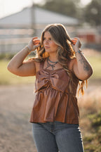 Rodeo Ribbon Saddle Top - Cowhide and Conchos