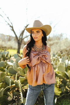 Rodeo Ribbon Saddle Top - Cowhide and Conchos