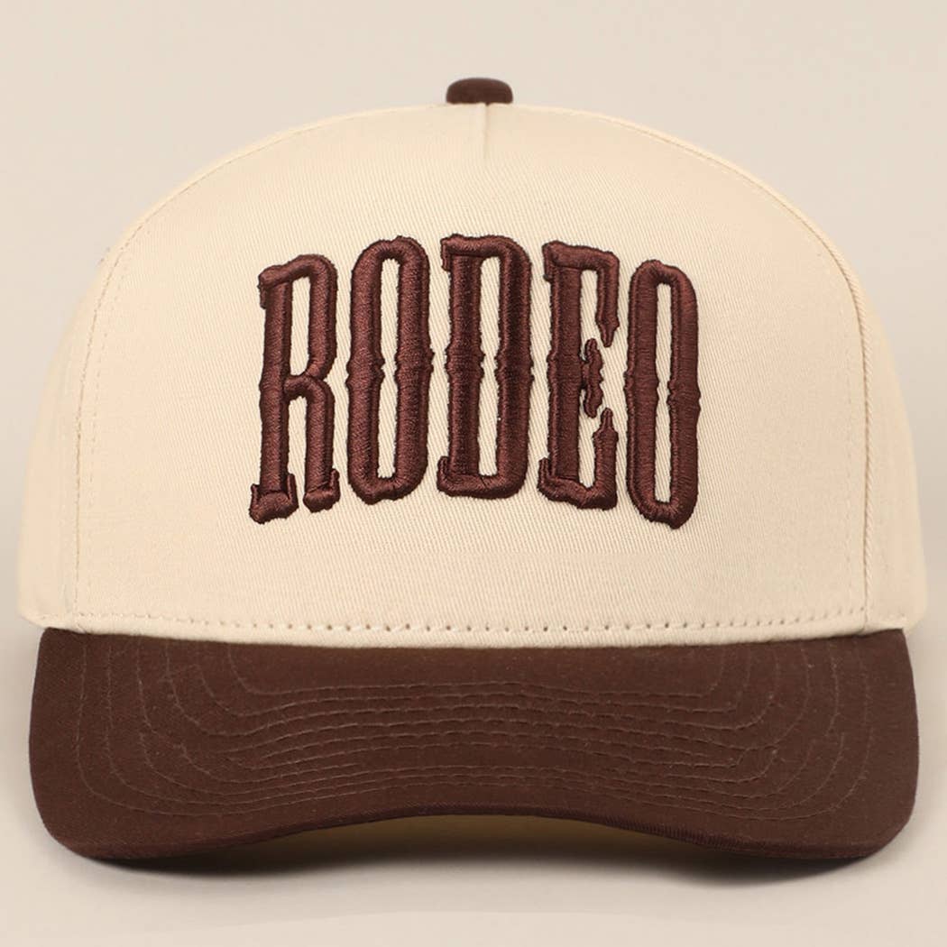 RODEO Two - Tone Embroidered Trucker Hat - Cowhide and Conchos