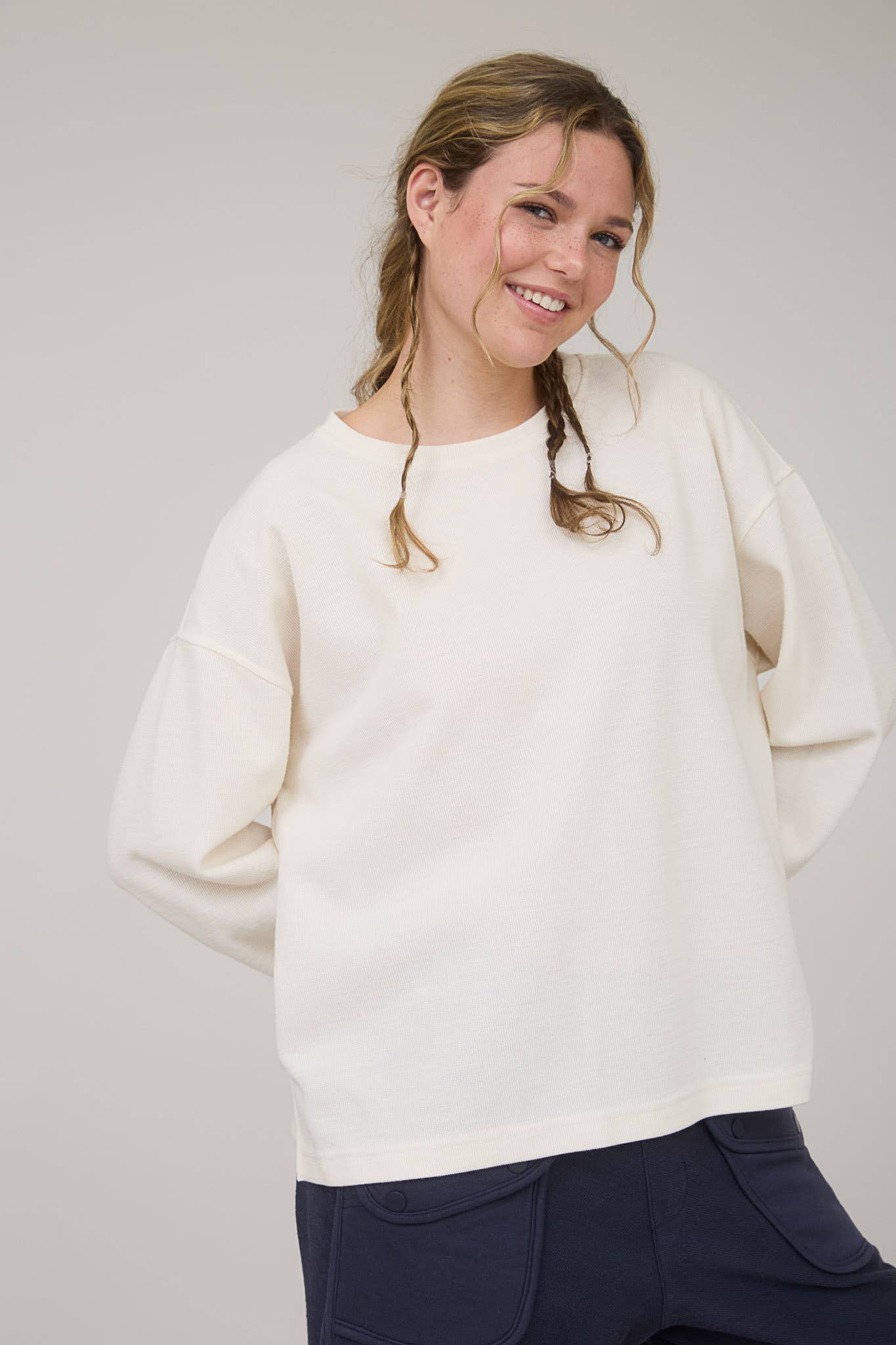 Round Up Raw Edge Marled Knit Top - Brown or Oatmeal - Cowhide and Conchos