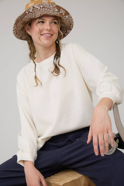 Round Up Raw Edge Marled Knit Top - Brown or Oatmeal - Cowhide and Conchos