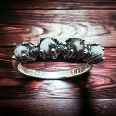 Roxie White Buffalo CZ Stacker R6014 Ring - Cowhide and Conchos