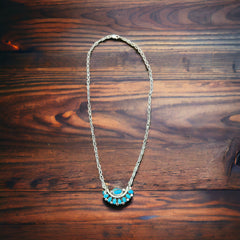 Sandra Sardo Turquoise & Sterling Silver Necklace - Cowhide and Conchos