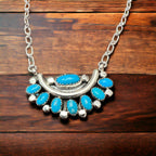 Sandra Sardo Turquoise & Sterling Silver Necklace - Cowhide and Conchos