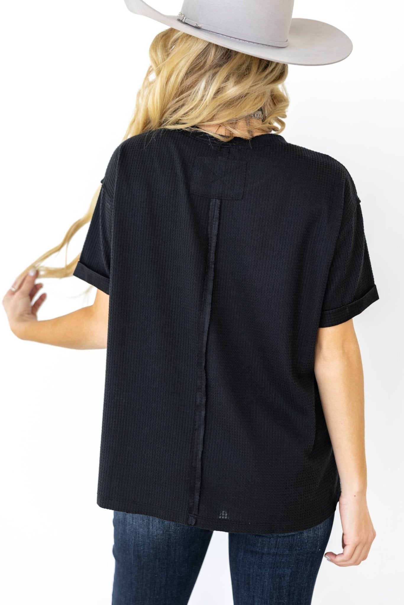 Santa Anna Short Sleeved Textured Top - Cowhide and Conchos