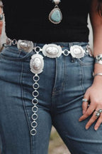 Santa Fe Concho Belt - small/medium or large/XL - Cowhide and Conchos