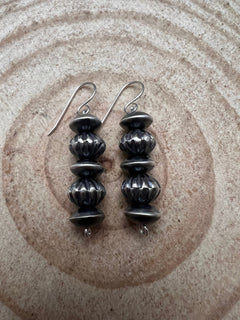 Saucer Dangle Earring by Crystal Hayley - 1 1/4 inch drop - Cowhide and Conchos