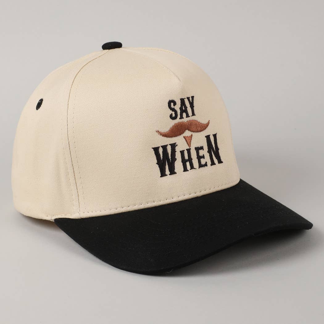 Say When Mustache Two - Tone Trucker Hat - Cowhide and Conchos