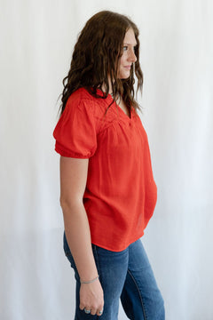Scarlette Eyelet Puff Sleeve Top - Cowhide and Conchos