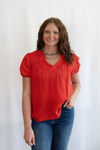 Scarlette Eyelet Puff Sleeve Top - Cowhide and Conchos