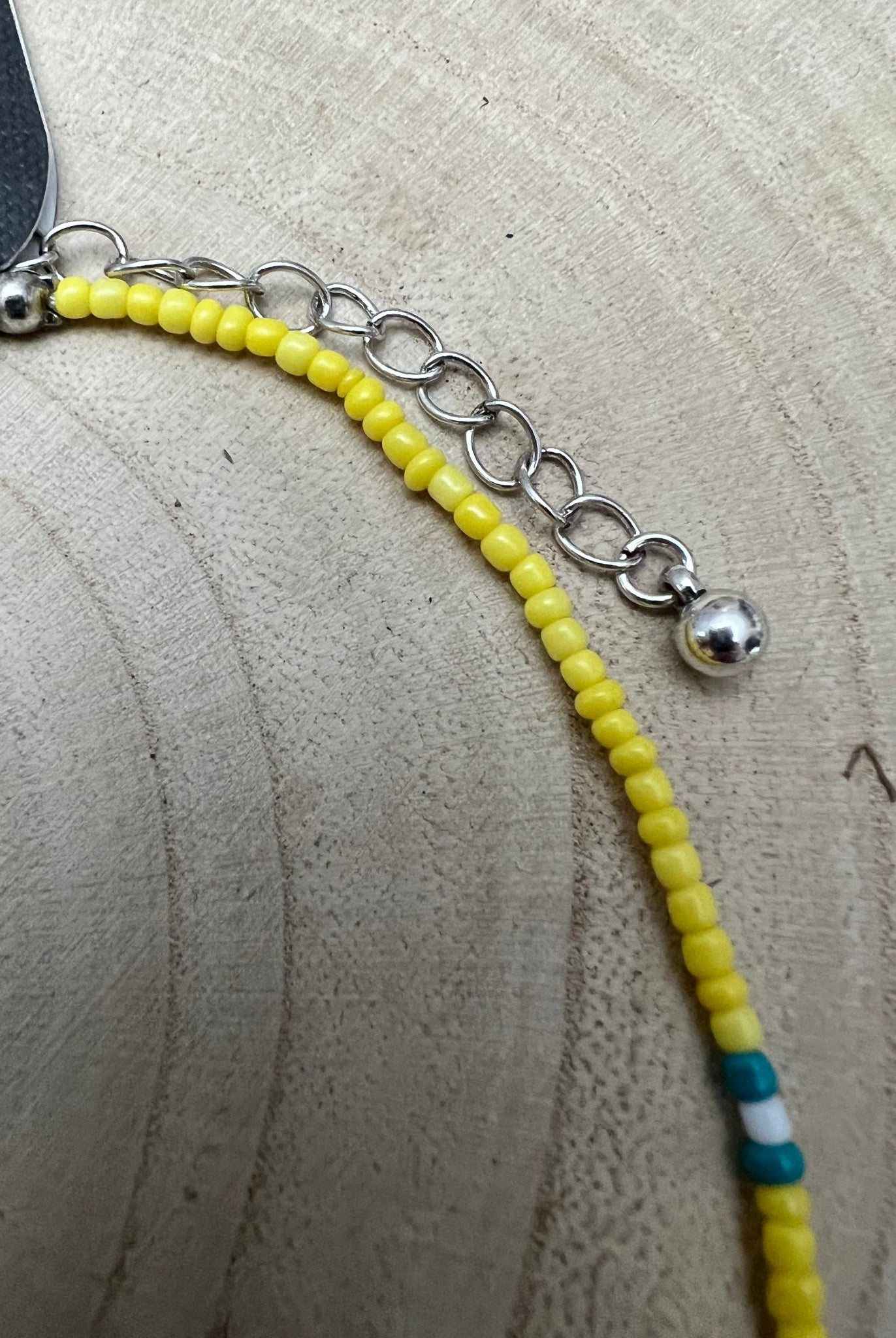 Seed Bead with Faux Navajo Pearl - 13 inch Choker - Cowhide and Conchos