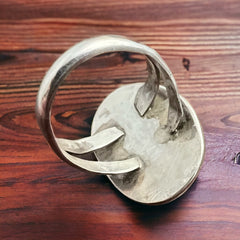 Shadowbox Turquoise Ring - Size 8 - Cowhide and Conchos