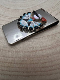 Sherry Nez Multi - Stone Money Clip - Cowhide and Conchos