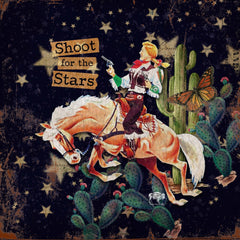 Shoot for the Stars Glass Cutting Board/Charcuterie/Trivet - Cowhide and Conchos