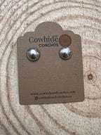 Simple Sterling Silver Button Post Earrings - 10mm - Cowhide and Conchos