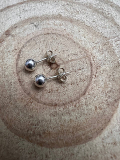 Simple Sterling Silver Post Earrings - 5mm - Cowhide and Conchos