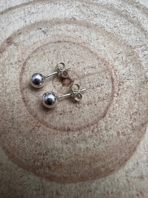 Simple Sterling Silver Post Earrings - 5mm - Cowhide and Conchos