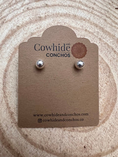 Simple Sterling Silver Post Earrings - 5mm - Cowhide and Conchos