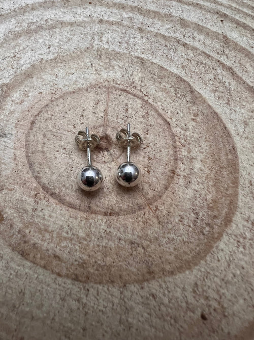 Simple Sterling Silver Post Earrings - 5mm - Cowhide and Conchos
