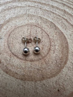 Simple Sterling Silver Post Earrings - 5mm - Cowhide and Conchos