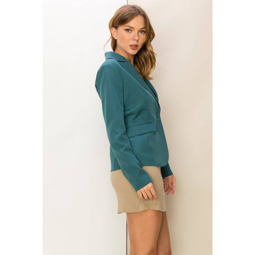 Single Button Blazer - Dusty Blue or Black - Cowhide and Conchos