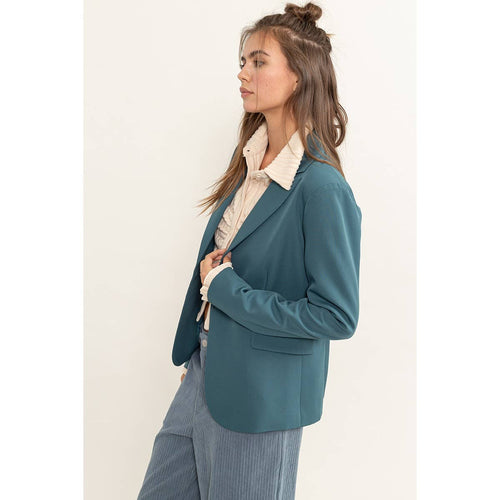 Single Button Blazer - Dusty Blue or Black - Cowhide and Conchos
