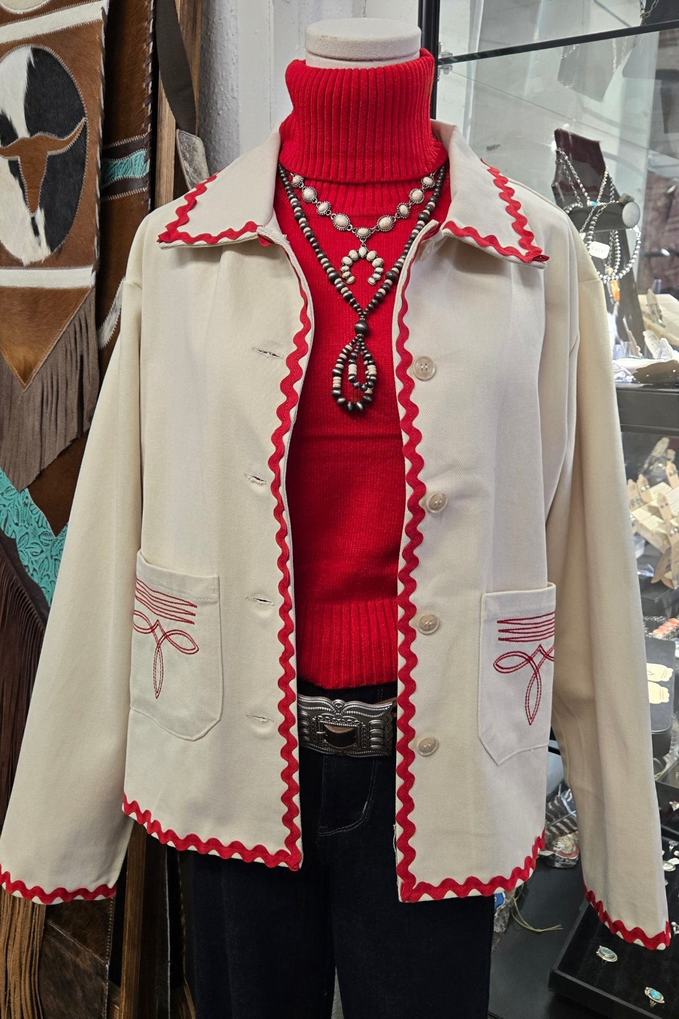 Sleeveless Turtle Neck Sweater Top - Cowhide and Conchos