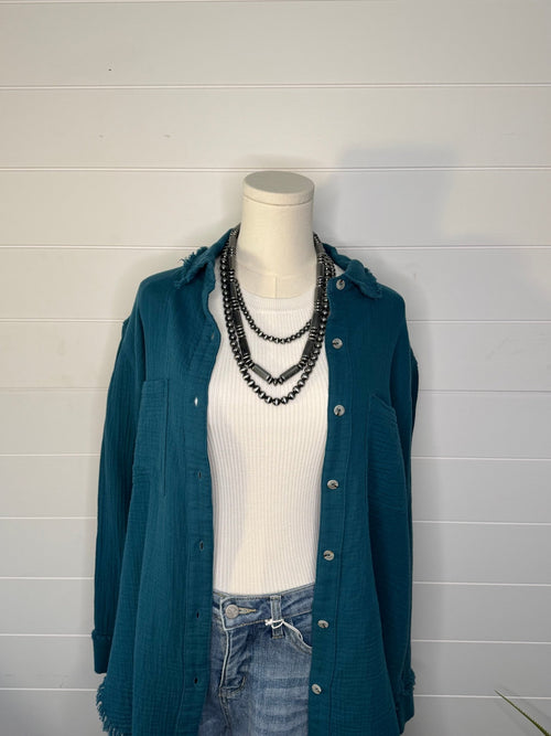 Soft Washed Crinkled Button - Down Shirts - Cowhide and Conchos