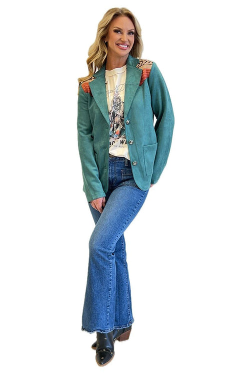Sonoran Faux Suede Blazer - Cowhide and Conchos
