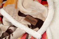 Southwest Running Horse Country Plush Fur Sherpa Fleece Throw Blanket - Cowhide and Conchos