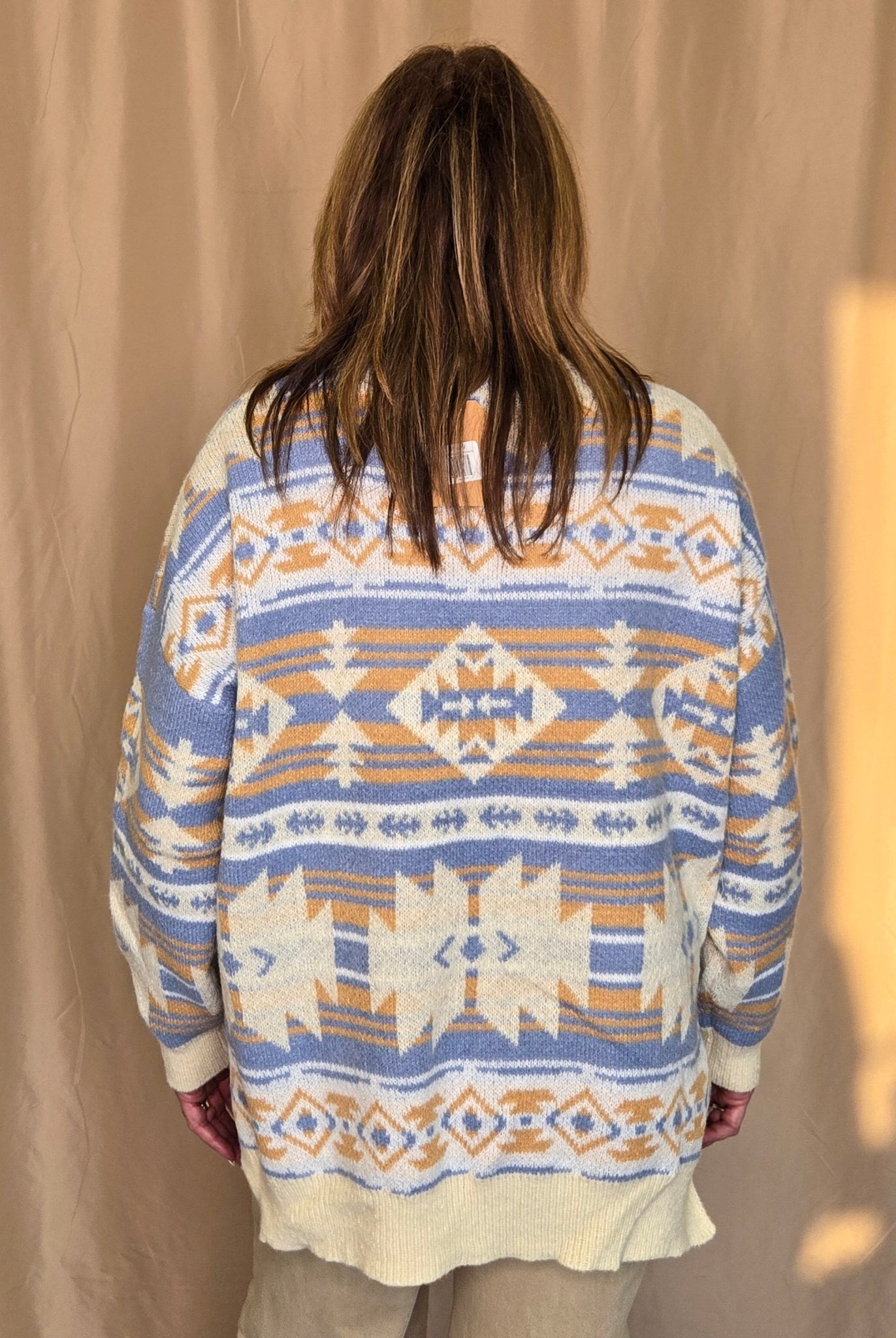 Southwestern Knit Sweater - Cowhide and Conchos