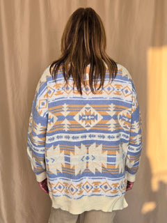 Southwestern Knit Sweater - Cowhide and Conchos