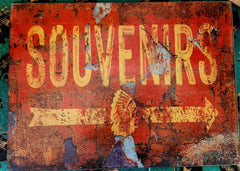 Souvenirs Glass Cutting Board - Cowhide and Conchos