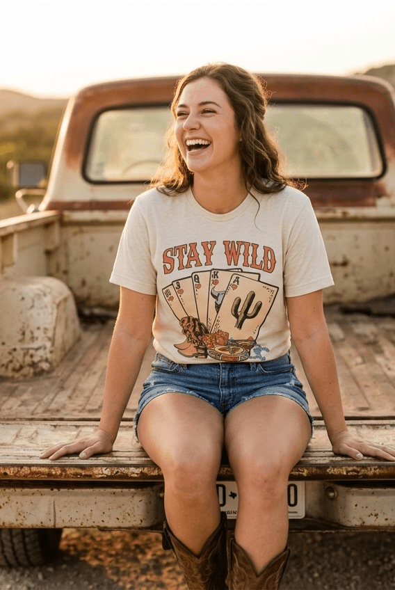 Stay Wild T-Shirt - Cowhide and Conchos