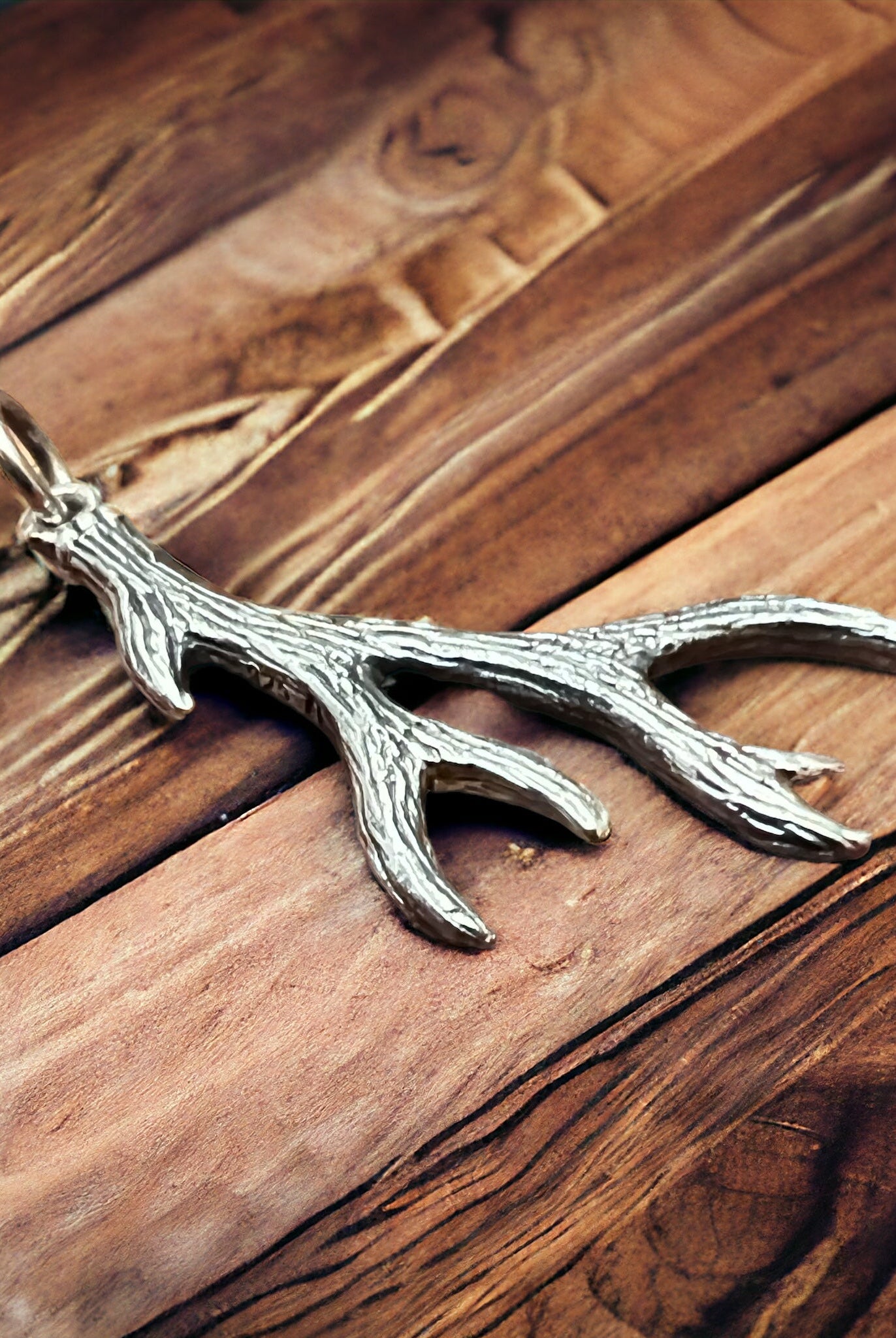 Sterling Antler charm/pendant - Cowhide and Conchos