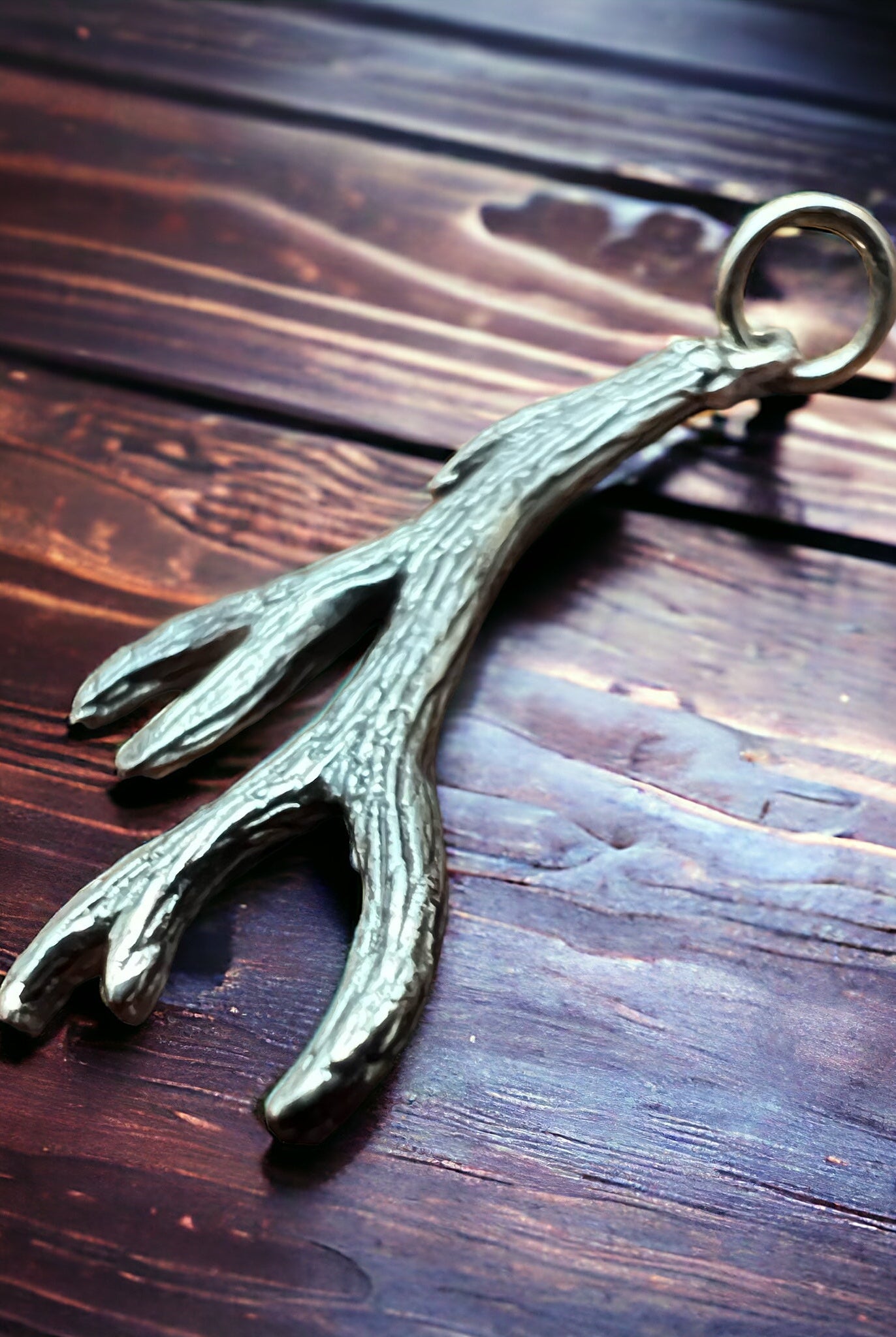 Sterling Antler charm/pendant - Cowhide and Conchos