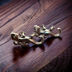 Sterling Gecko Post Earrings - Cowhide and Conchos