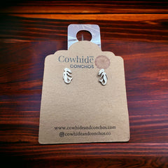 Sterling Mermaid post earrings - Cowhide and Conchos