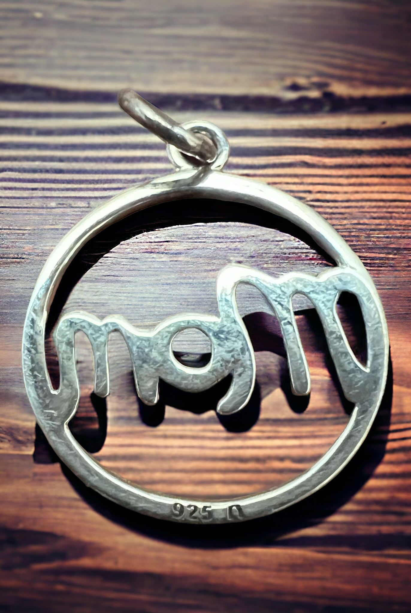 Sterling Silver Mom pendant/charm - Cowhide and Conchos