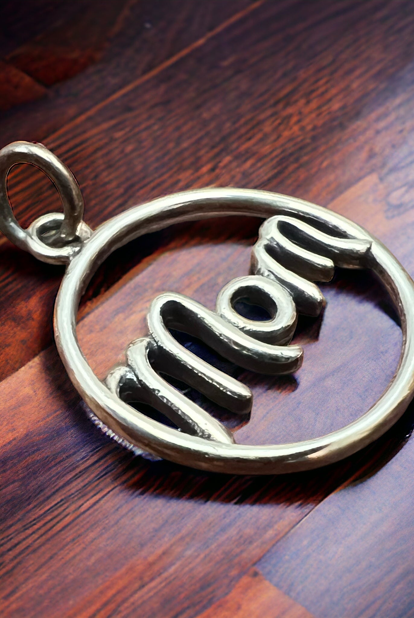 Sterling Silver Mom pendant/charm - Cowhide and Conchos