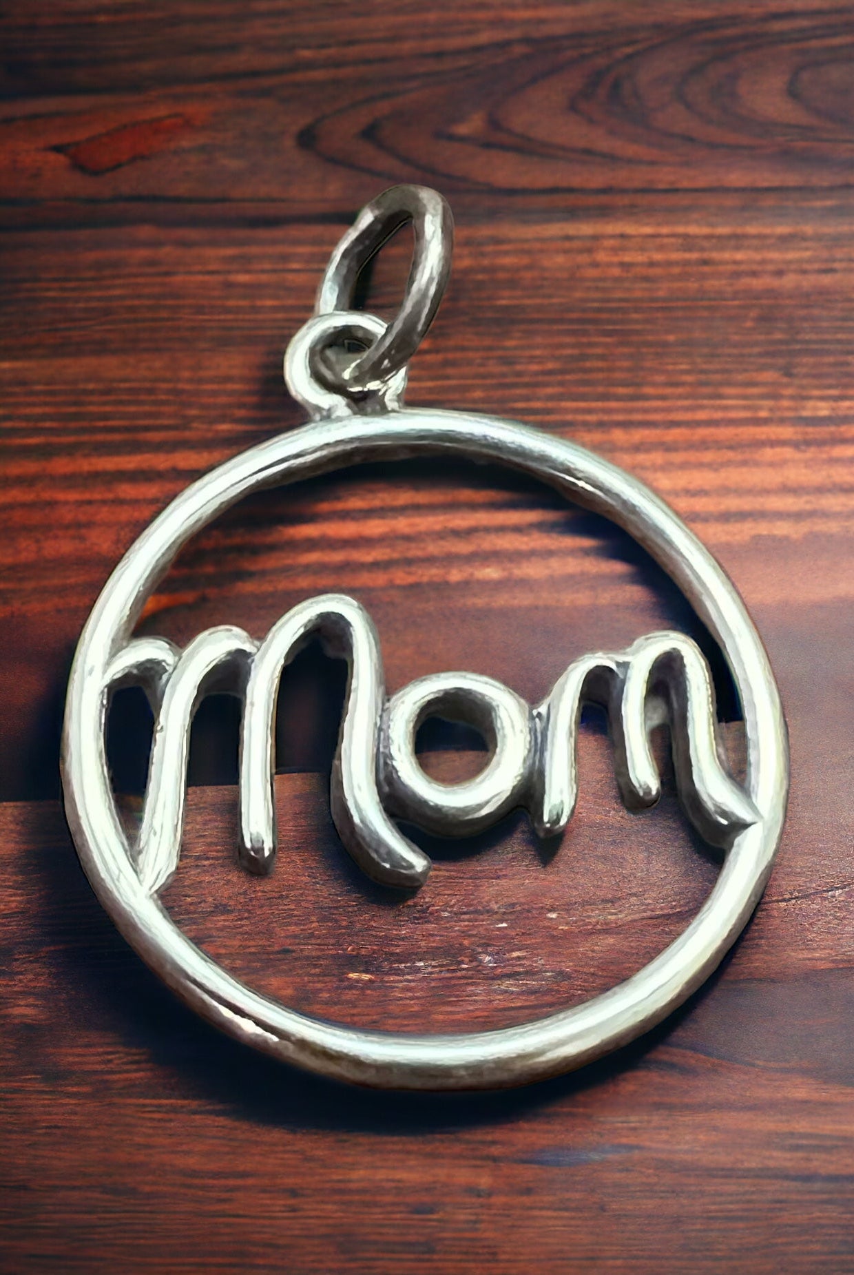 Sterling Silver Mom pendant/charm - Cowhide and Conchos