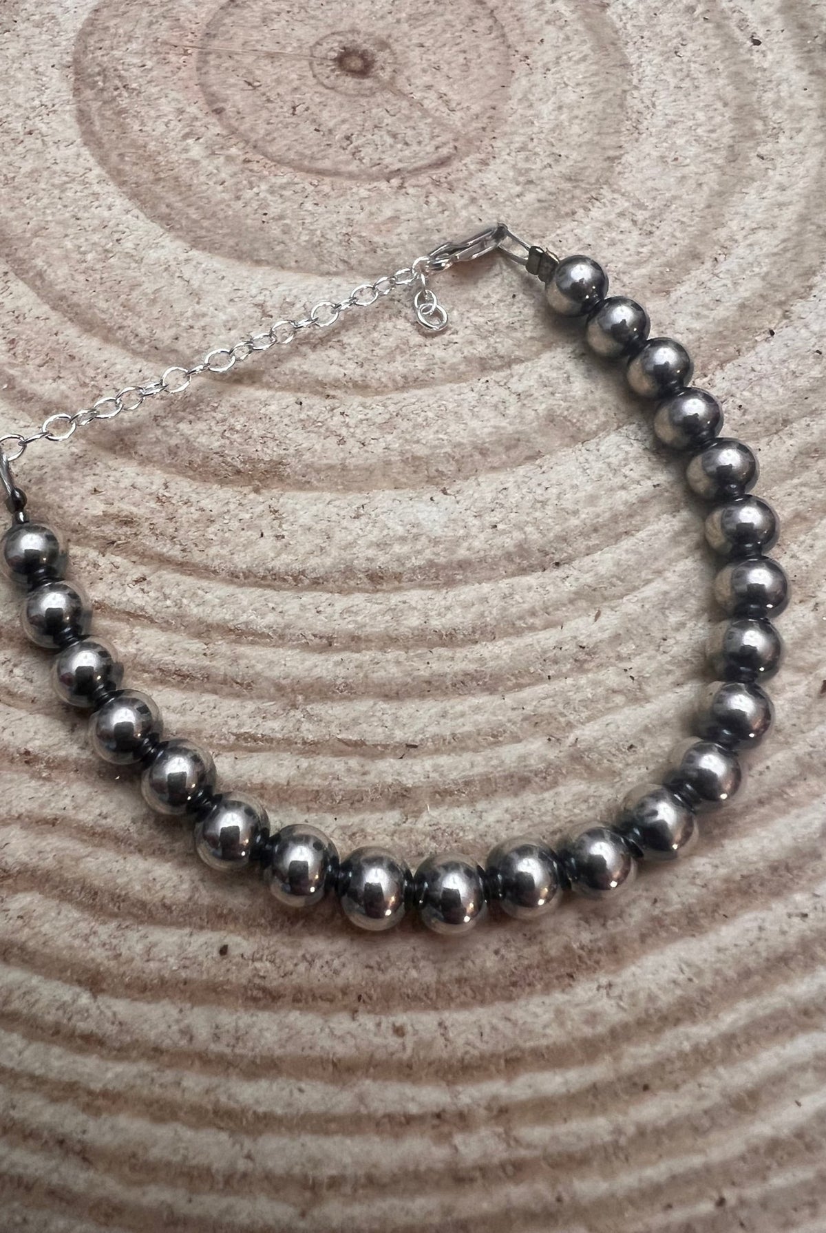 Sterling Silver Pearl Bracelet – Available in All Sizes (3, 4, 5 or 6 mm) - Cowhide and Conchos
