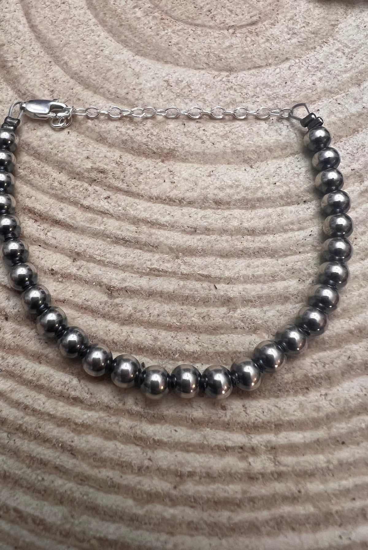 Sterling Silver Pearl Bracelet – Available in All Sizes (3, 4, 5 or 6 mm) - Cowhide and Conchos