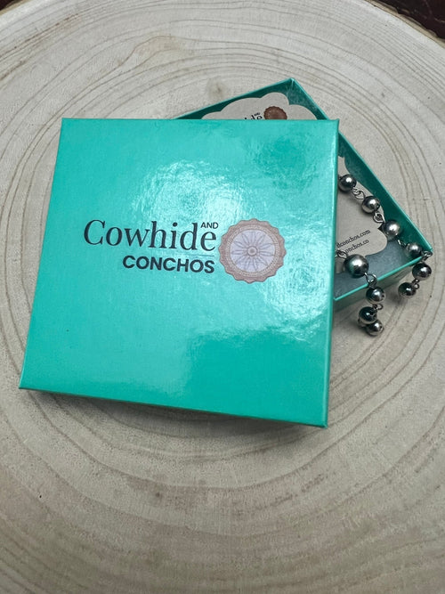 Sterling Silver Pearls dangle earrings - 3 1/2 inch drop! - Cowhide and Conchos