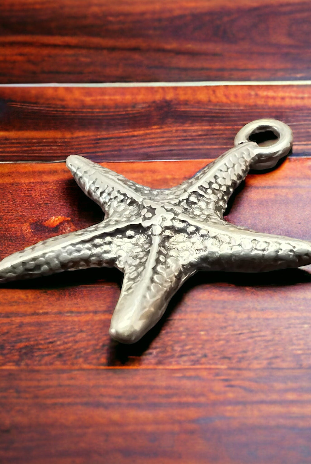 Sterling Starfish pendant/charm - Cowhide and Conchos