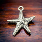 Sterling Starfish pendant/charm - Cowhide and Conchos