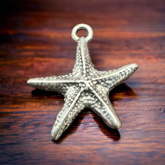 Sterling Starfish pendant/charm - Cowhide and Conchos