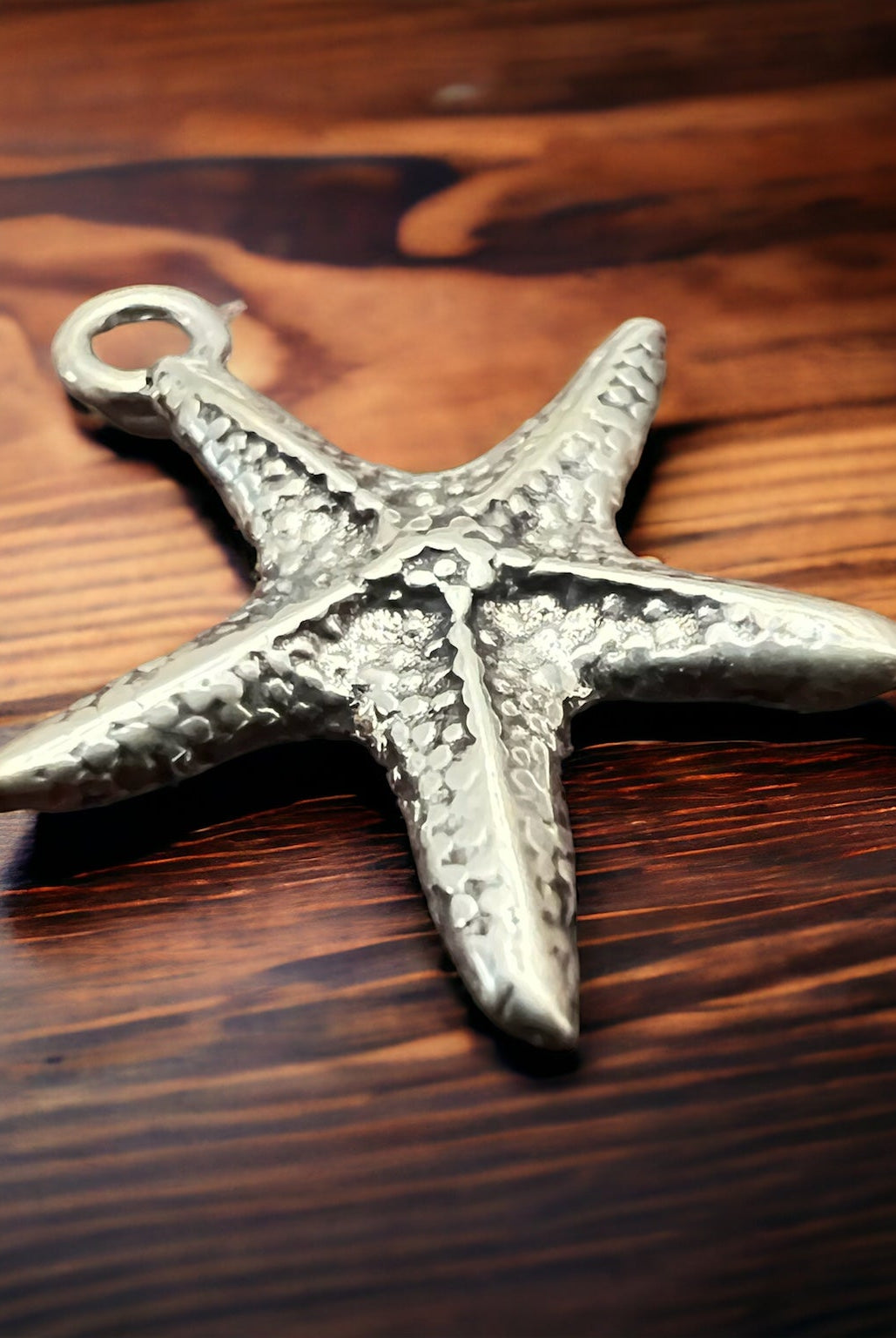 Sterling Starfish pendant/charm - Cowhide and Conchos