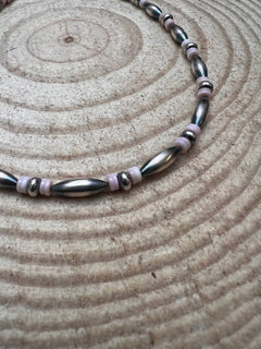 Sterling Torpedo Pearl Choker with Pink Conch - 14 inch + 3 - Cowhide and Conchos