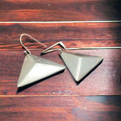 Sterling Triangle dangle earrings - Cowhide and Conchos